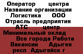 Оператор Call-центра › Название организации ­ Логистика365, ООО › Отрасль предприятия ­ АТС, call-центр › Минимальный оклад ­ 15 000 - Все города Работа » Вакансии   . Адыгея респ.,Адыгейск г.